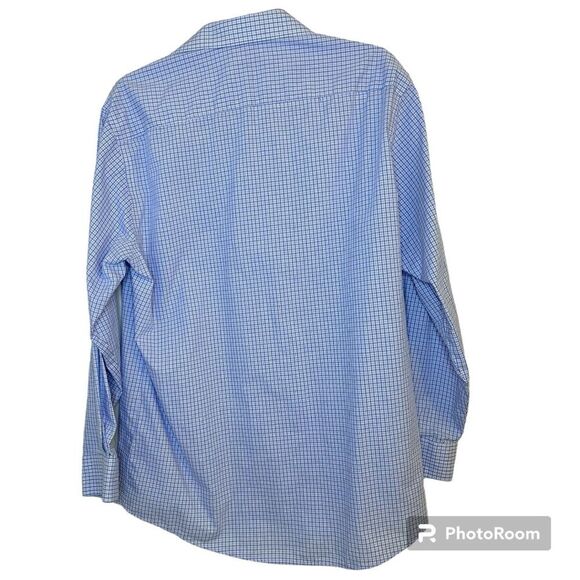 Haggar Men’s Regular Fit Blue Checkered Print Dress Shirt Size 15-15.5 - Picture 2 of 6